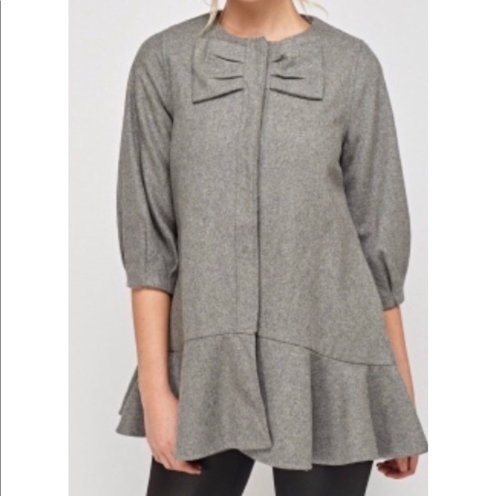 Peplum Hem Bow Coat
